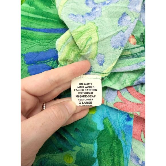 Jams World Multicolor Sea Flower Button Down Hawaiian Retro Shirt XL - Picture 6 of 7